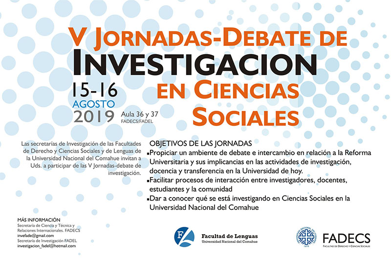 V JORNADAS-DEBATE DE INVESTIGACIÓN EN CIENCIAS SOCIALES